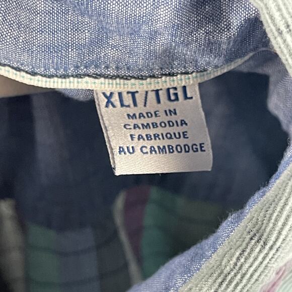 Tommy Bahama Coastline Corduroy Shirt Mens XLT Verde Plaid Button Up Soft - Picture 10 of 16